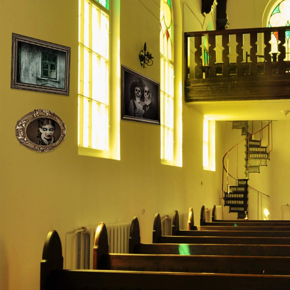 Halloween Gothic Mansion Portrait Posters – 12 Pack Vintage Horror Wall Art for Haunted House & Indoor Halloween Décor (Style 4, 2D)