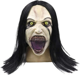 Crying Woman’s Cursed Latex Mask – Scary Full-Head Ghost Mask with Realistic Hair for Halloween 👻💀🕯️