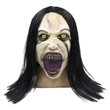 Crying Woman’s Cursed Latex Mask – Scary Full-Head Ghost Mask with Realistic Hair for Halloween 👻💀🕯️