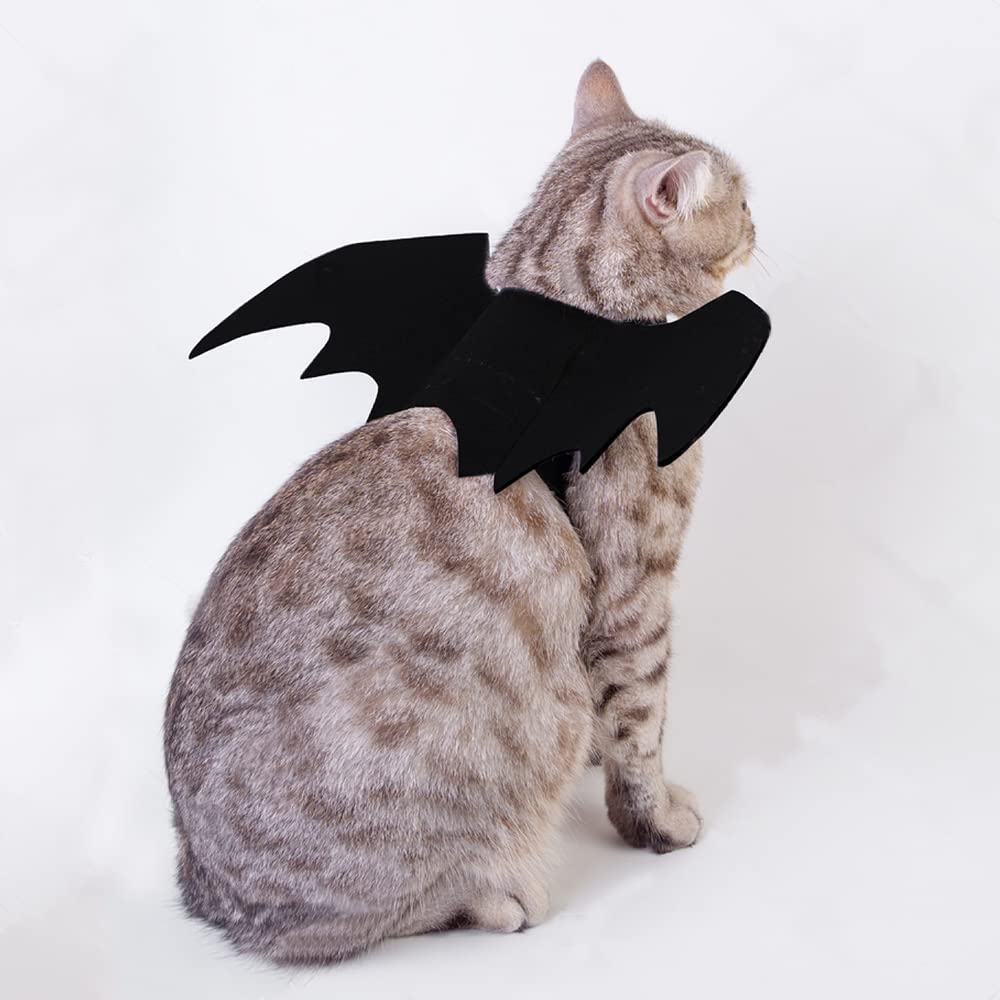 Halloween Bat Wings Costume with Pumpkin Bell for Cats and Small Dogs – Adjustable Pet Harness Outfit