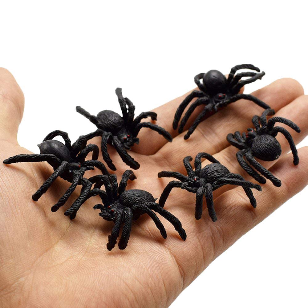30-Pack Realistic Black Spider Toys 🕷️ – Halloween Prank Props & Party Decorations for Kids & Adults