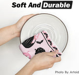 Pink Halloween Dish Towels – 4Pc Soft & Absorbent Cotton Tea Towels with Cute Seasonal Print (18x26 in, Artoid Mode)