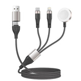 3-in-2 Multi-Charging Cable (4ft) – Magnetic Apple Watch Charger, USB-A & USB-C Fast Charging for Phones (Dark Grey)