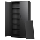 LETAYA Heavy-Duty Metal Storage Cabinet with Locking Doors – Tall Steel Locker with Adjustable Shelves for Garage & Office (Black)