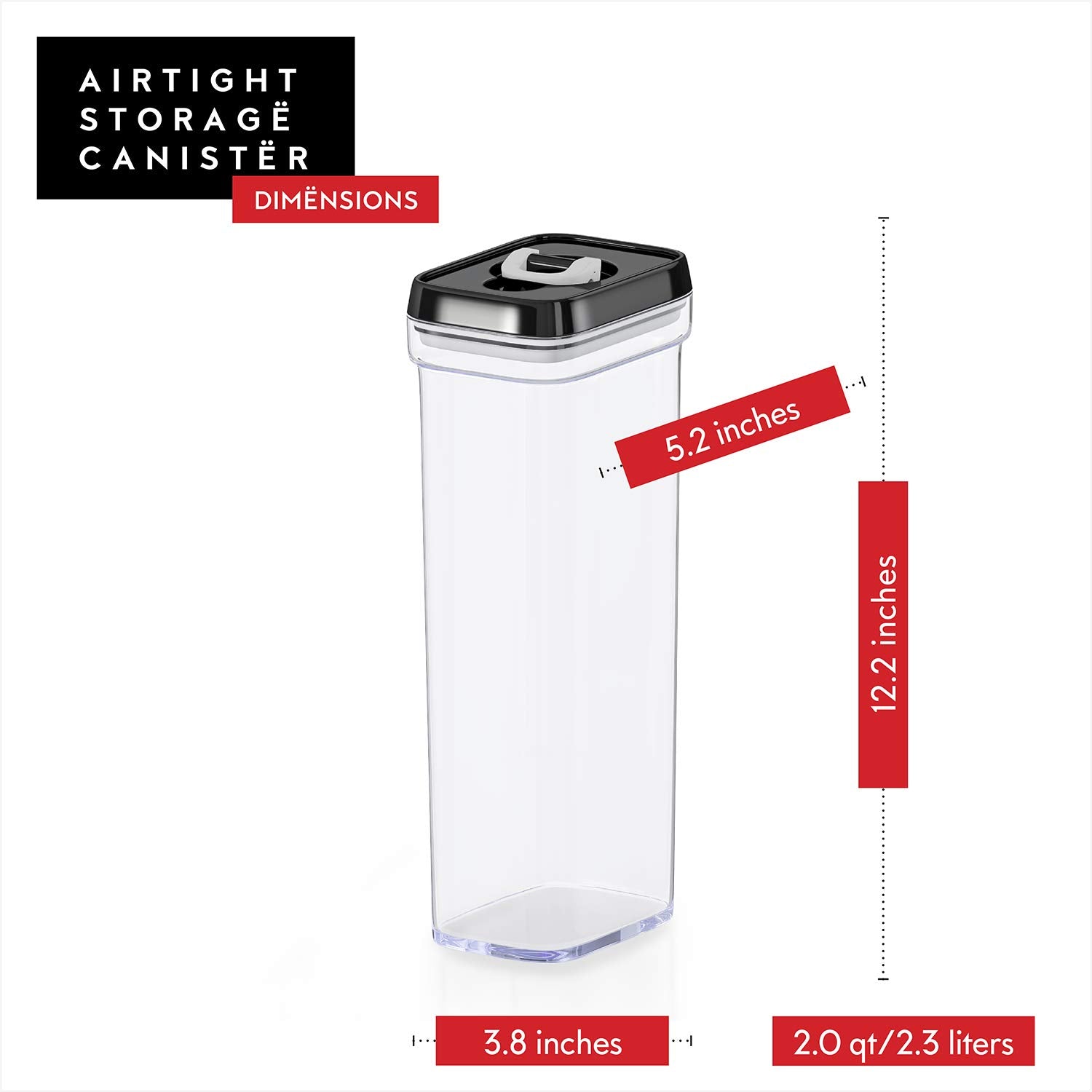 Dwellza 1.8L Airtight Food Storage Containers – Set of 2 BPA-Free Pantry Canisters