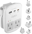 Worldwide Travel Power Adapter with USB-C PD 35W – International Plug Adapter with Dual US Outlets & Surge Protection