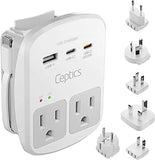 Worldwide Travel Power Adapter with USB-C PD 35W – International Plug Adapter with Dual US Outlets & Surge Protection