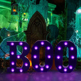 Halloween “BOO” LED Marquee Letters – Black Shell with Purple Glow, 3-Pack Spooky Light-Up Signs for Indoor & Outdoor Décor