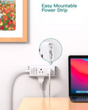Ultra Flat Plug Power Strip – 6 Outlet Extension Cord with Right Angle Slim Design