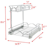 2-Tier Under Sink Pull-Out Organizer – Chrome Sliding Cabinet Shelf for Kitchen & Bathroom Storage