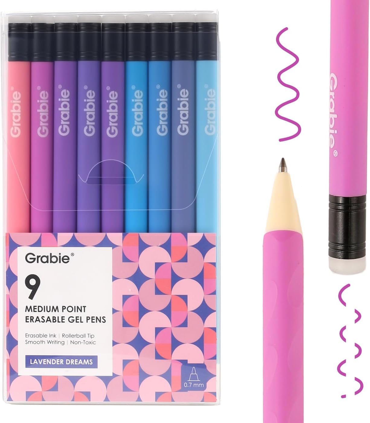 9-Color Erasable Gel Pen Set with 0.7 mm Tips