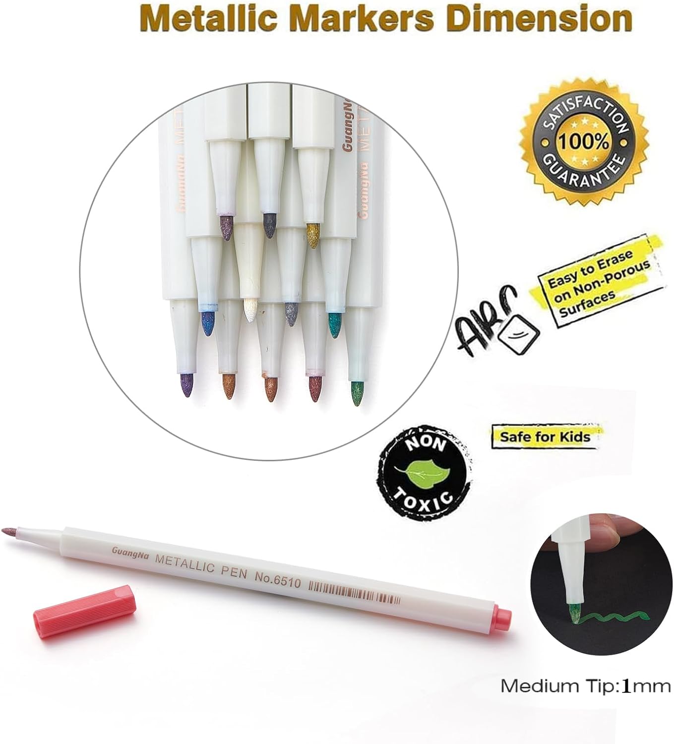 12-Color Fine Point Metallic Marker Set for Dark Paper and DIY Crafts