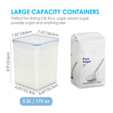 4-Piece Airtight Pantry Food Storage Container Set with Measuring Cups & Labels – Large 5.2L Dry Food Canisters