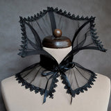 Black Victorian Vampire Lace Collar – Gothic Renaissance Ruffle Neck Accessory for Women