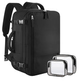 SINALIY Expandable 40L Carry-On Travel Backpack with Convertible Carry & 17” Laptop Sleeve – Black