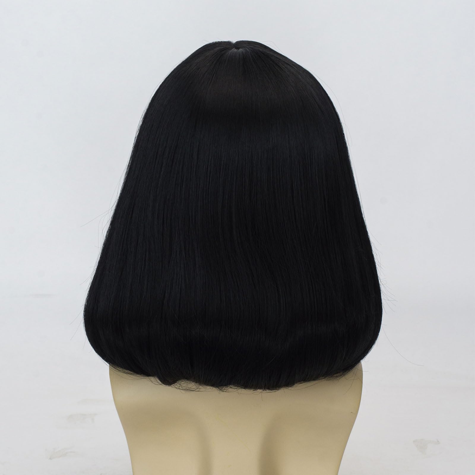 Short Black Bob Wig with Bangs for Men – Natural Matte Fiber Heat-Resistant Costume Hair 💇‍♂️🖤