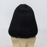 Short Black Bob Wig with Bangs for Men – Natural Matte Fiber Heat-Resistant Costume Hair 💇‍♂️🖤