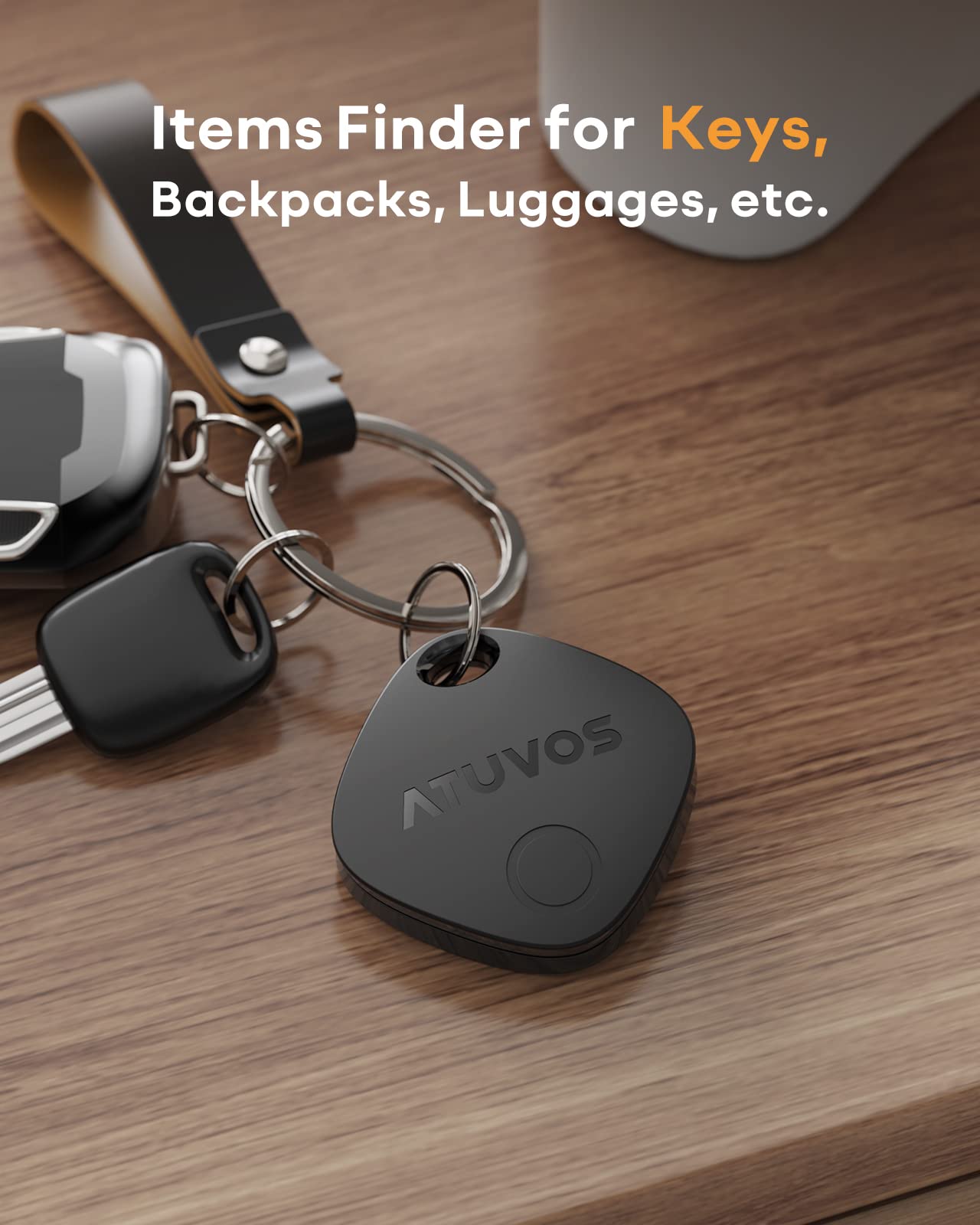 ATUVOS Air Tracker Tags 4 Pack, Apple Find My Compatible Bluetooth Tracker, IP67 Waterproof, Replaceable Battery, Anti-Loss Item Locator for Keys, Wallet, Luggage