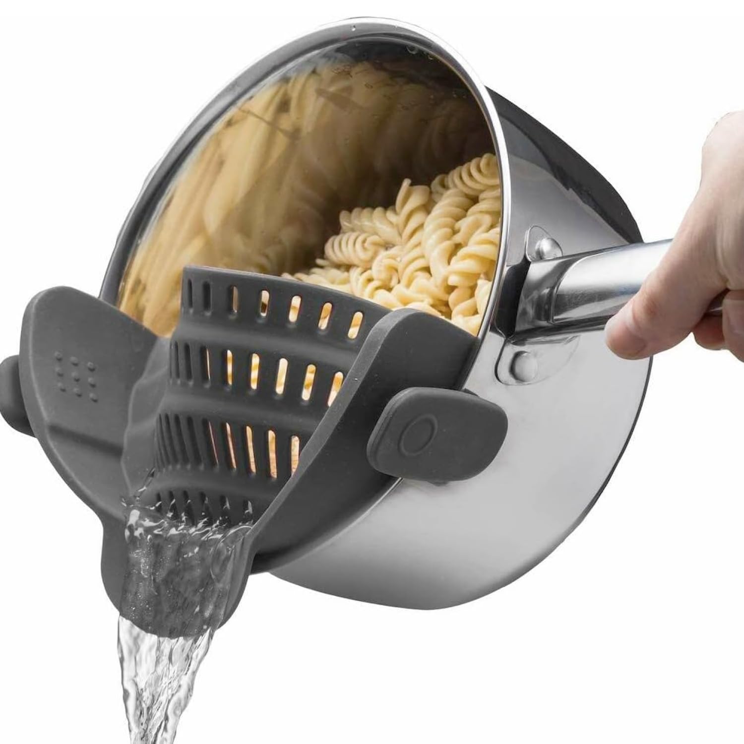 Clip-On Silicone Pot Strainer – Hands-Free Collapsible Kitchen Colander
