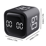 Rotating Cube Pomodoro Timer with Gravity Sensor, Preset 5/10/30/60 Min, Custom Countdown & Stopwatch, Silent Vibration Focus Timer for Office, Study & Kitchen – Black