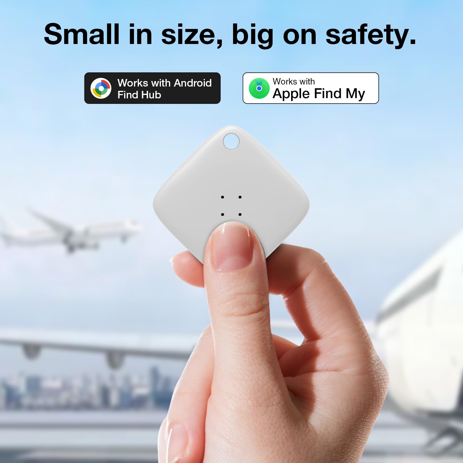 Smart Bluetooth Tracker Tag Compatible with Apple Find My & Google Find Hub, Waterproof Item Locator with Sound Alert – White