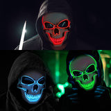 Blue LED Light-Up Skull Mask – Glow Halloween Party Mask for Kids & Adults 💀💙