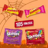 SKITTLES & STARBURST Halloween Variety Bag – 105PCS Fruity Fun Size Mix for Trick-or-Treat & Party Favors 🍓🍋🎃