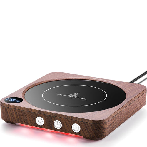 House Gem Smart Mug Warmer 36W Coffee Cup Heater with Temperature Display Timer Auto Shut Off Wood