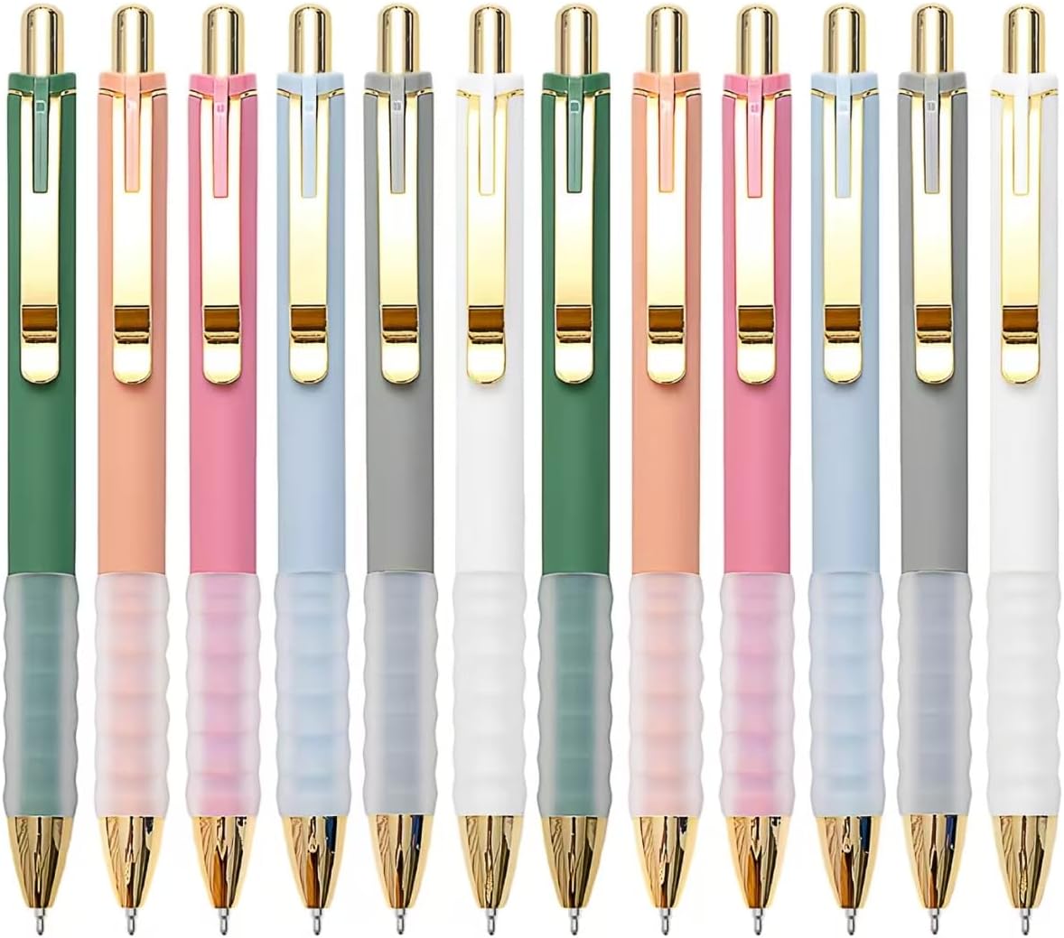12-Pack Gold Retractable Black Ink Ballpoint Pens