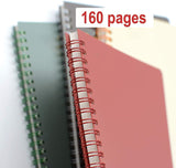 4-Pack A5 Spiral Notebooks with Protective Hard Covers, 160 Ruled Pages and Color-Coded Design