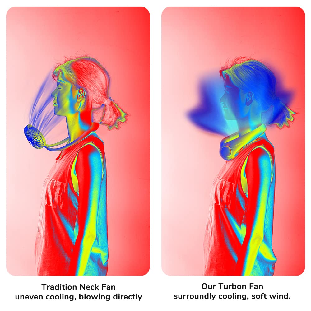 JISULIFE Bladeless Neck Fan – Hands-Free Wearable Personal Fan with 5 Speeds & Long Battery (Pink)
