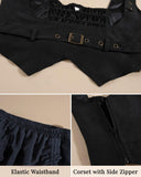 Blue 3-Piece Renaissance Pirate Costume Set – Medieval Steampunk Dress with Corset Vest & High-Low Skirt