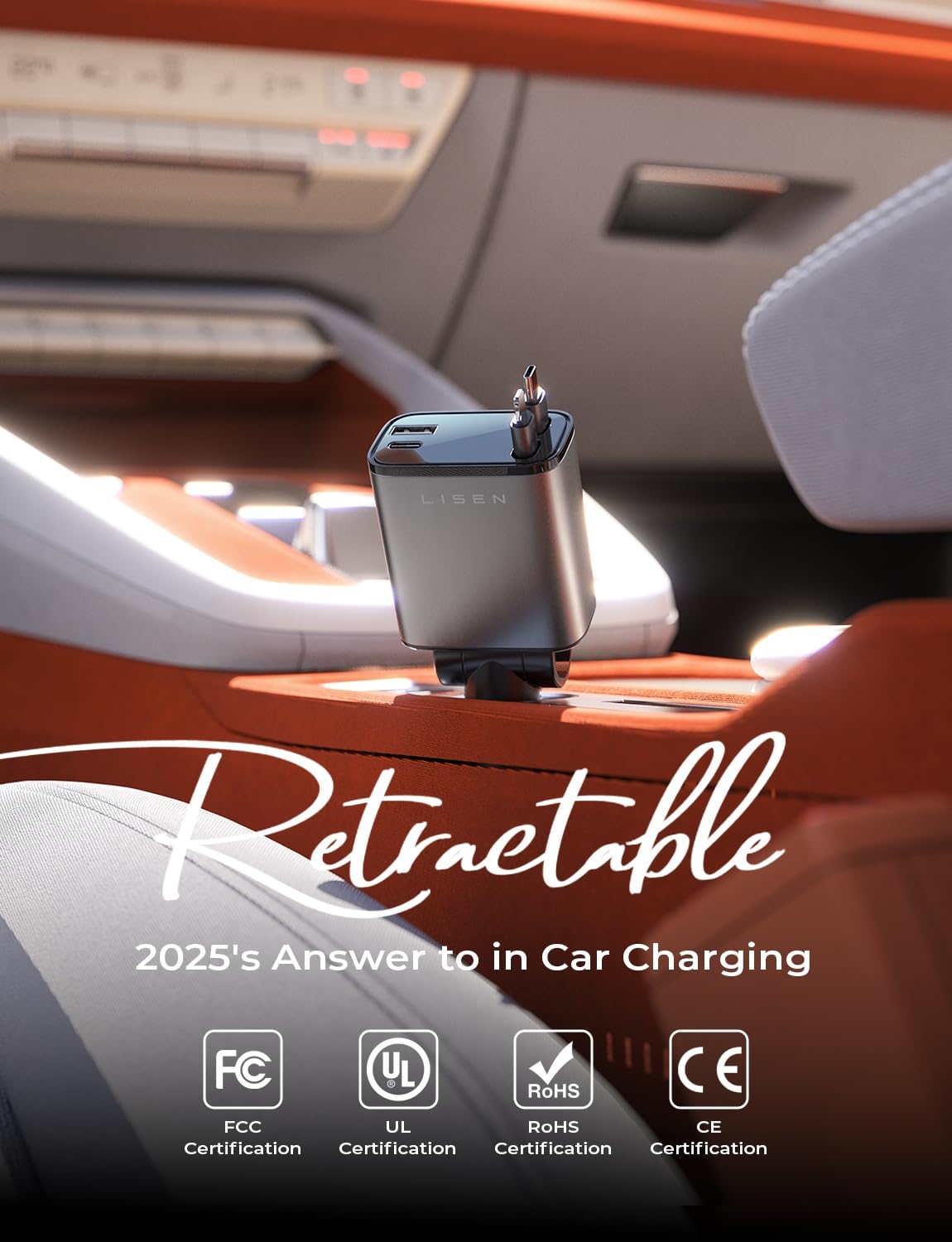 4-in-1 Retractable Car Charger 69W – Fast USB-C Car Charger with Dual Cables & 4 Ports for iPhone, Android & Travel