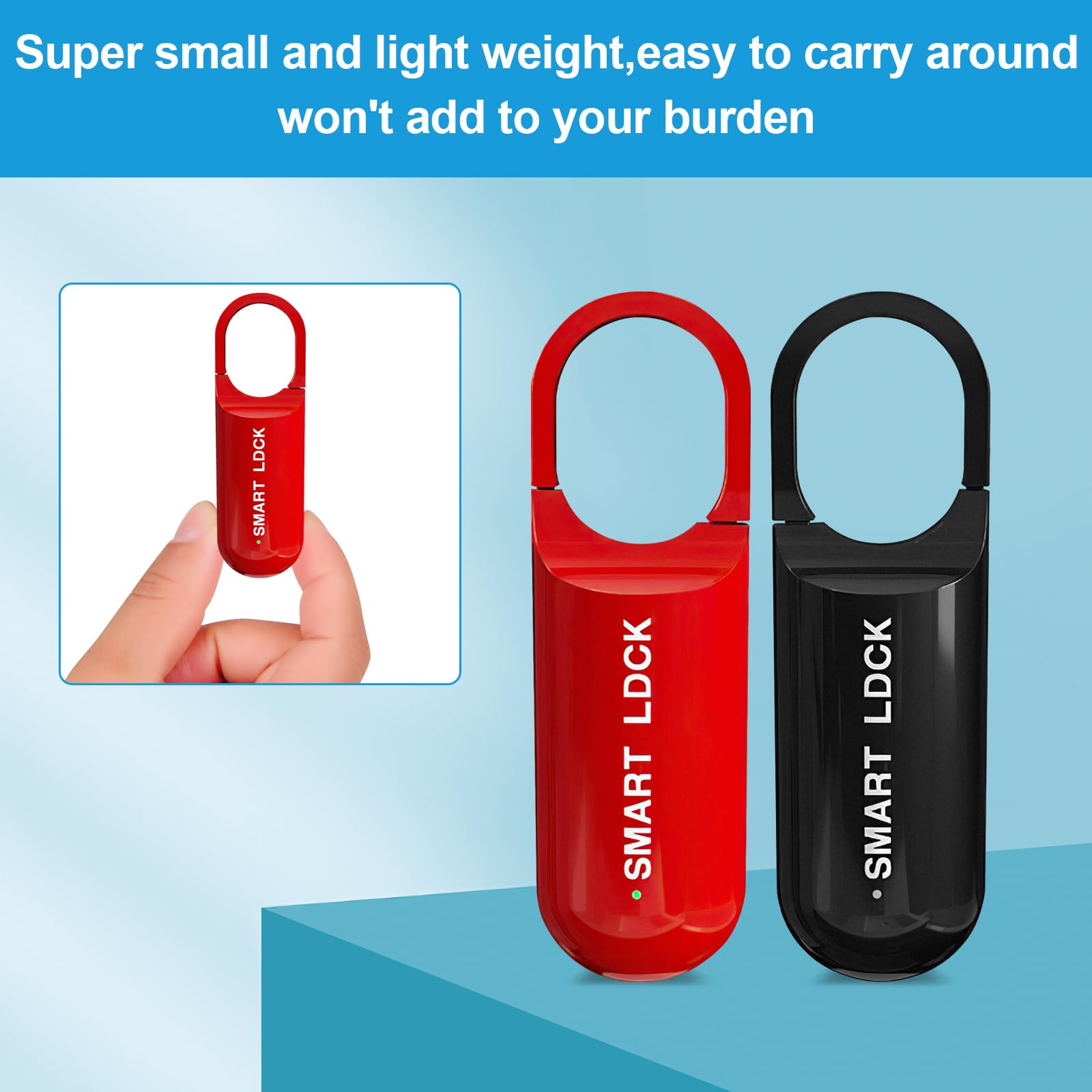 Portable Fingerprint Smart Padlock, USB Rechargeable Keyless Biometric Locker Lock for Gym, School & Travel Bags