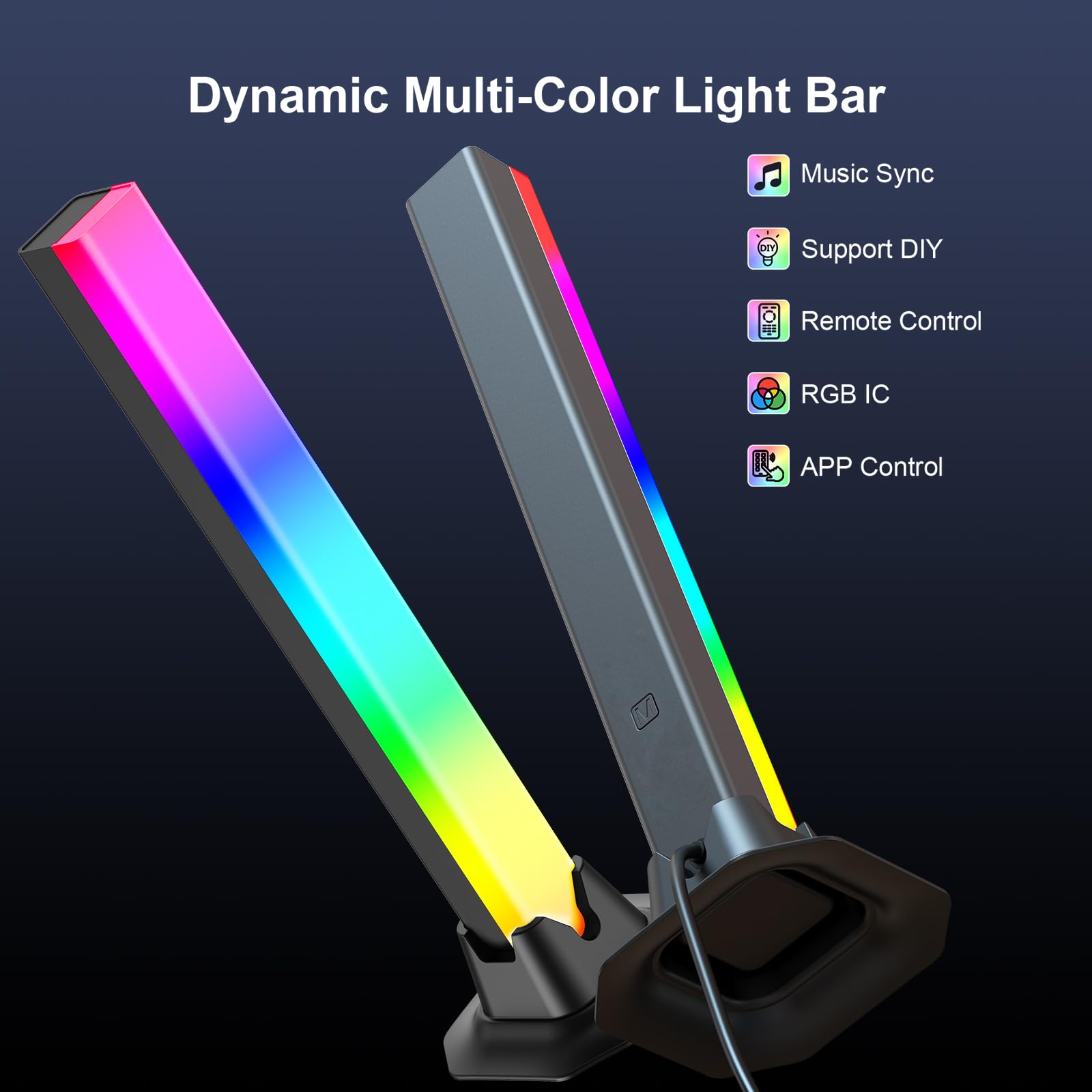 RGB Music Sync Light Bar with App & Remote Control – Dynamic Desk Ambient Gaming LED Lighting