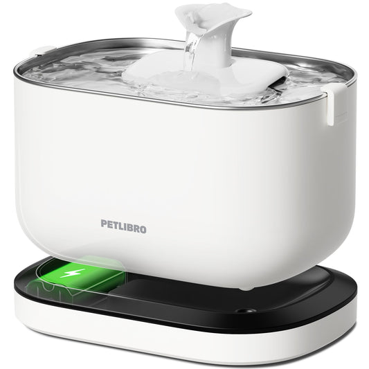 PETLIBRO Dockstream Wireless Cat Water Fountain 3L – Rechargeable Base & Radar Sensor Flow (White)
