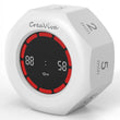 CREAVIVA Smart Flip Cube Pomodoro Timer with Visual Countdown, Stopwatch Mode & Triple Alarm Options – White