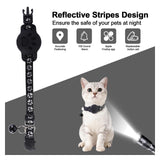 Smart GPS Tracking Cat Collar with Breakaway Safety Design & Reflective Strips – Adjustable Lightweight Tracker Holder Collar for Cats (Black)