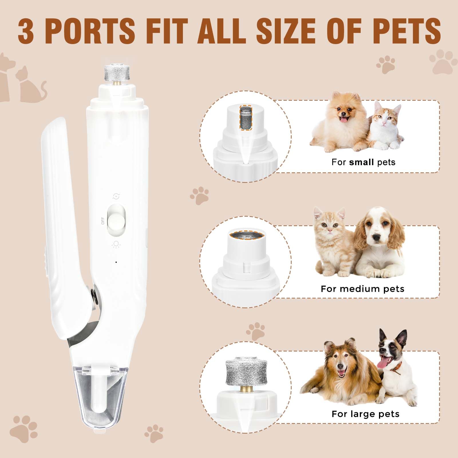 2-in-1 Dog Nail Clipper & Grinder with LED Light – Quiet Type-C Rechargeable Pet Nail Trimmer (Pink)