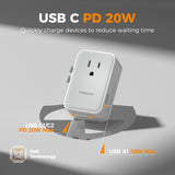 TESSAN 20W Universal Travel Adapter Worldwide with Dual USB-C & USB-A Ports, 4-in-1 International Plug Converter for Europe UK USA Australia – Grey