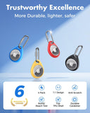 Heavy Duty AirTag Holder Case with Locking Stainless Steel Carabiner, Waterproof TPU Protective Cover – 4 Pack Multi Color