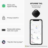 ATUVOS Air Tracker Tags 4 Pack, Apple Find My Compatible Bluetooth Tracker, IP67 Waterproof, Replaceable Battery, Anti-Loss Item Locator for Keys, Wallet, Luggage