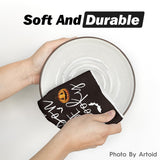 Halloween Kitchen Towels – 4 Pack Soft & Absorbent Dish Towels for Daily Use and Seasonal Kitchen Décor (18x26 Inches, Black)