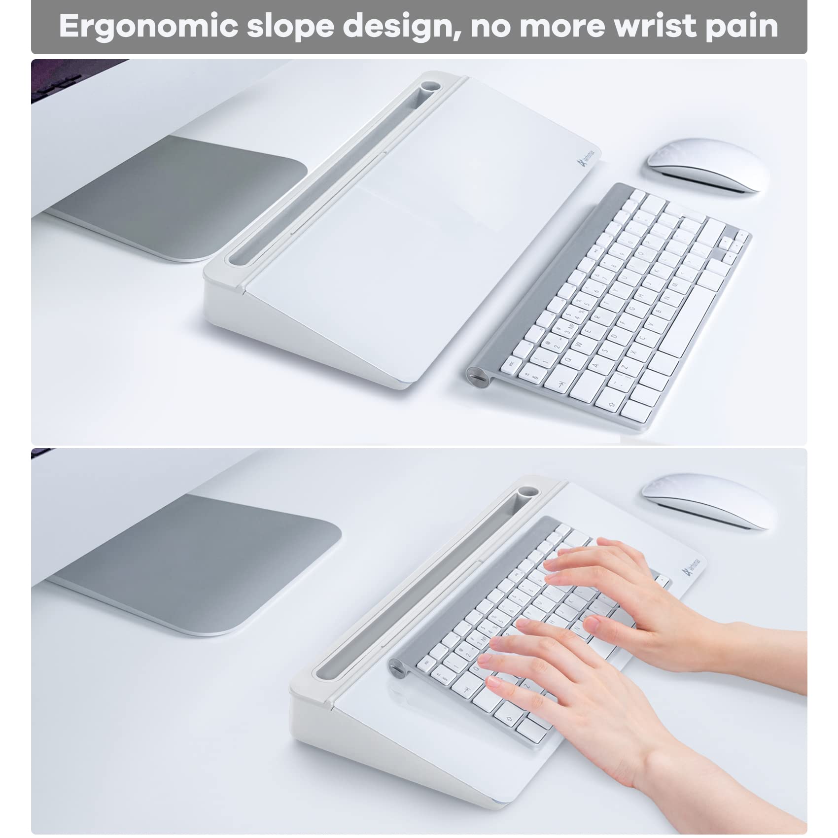 Varhomax Tempered Glass Desktop Whiteboard Organizer with Storage Compartments & Phone Holder for Office Productivity