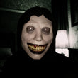 White Demon Grin Mask – 3D Latex Horror Face with Bloody Teeth & Demonic Eyes 💀😈
