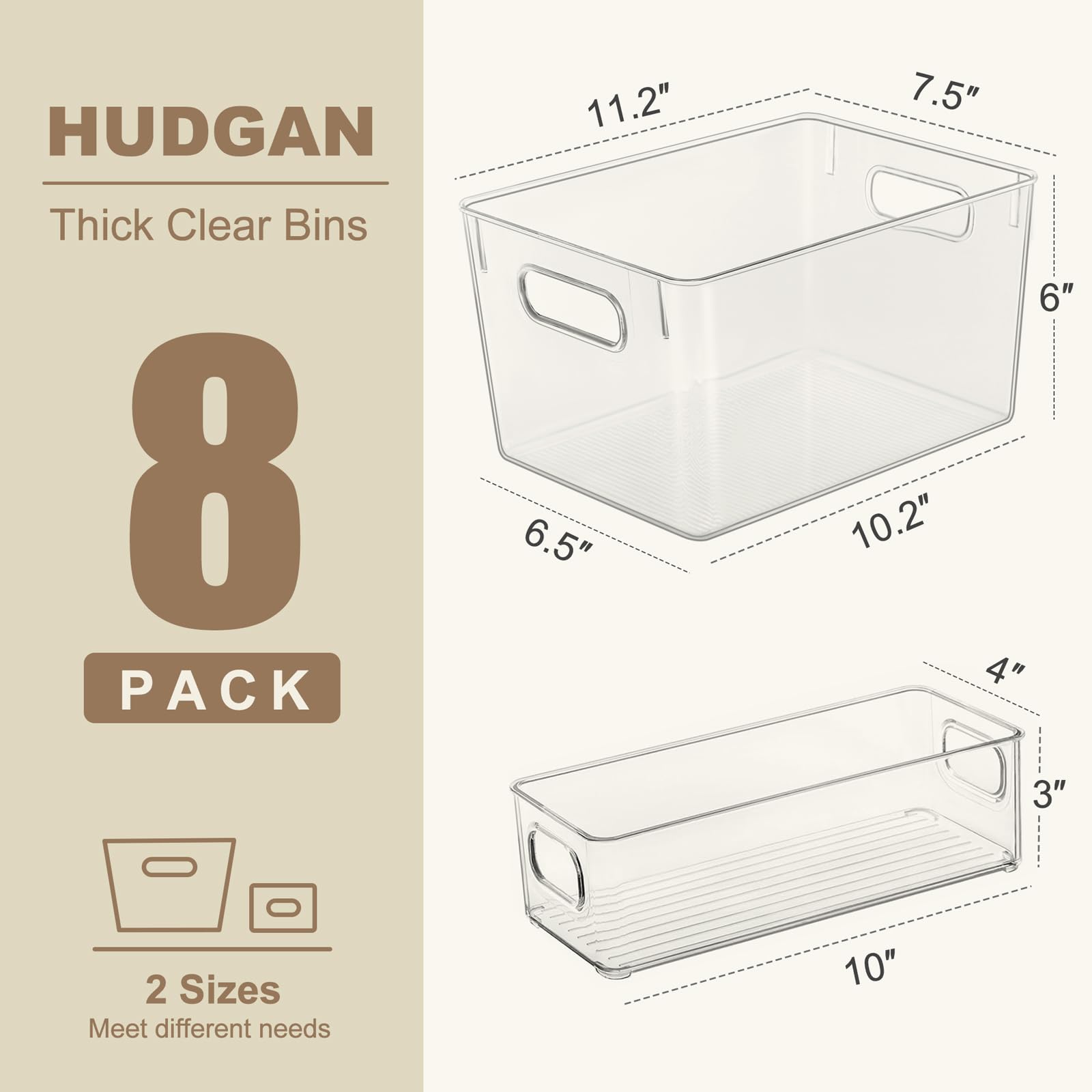 Clear Pantry & Fridge Organizer Bins – 8-Piece BPA-Free Storage Set (Multi-Size)