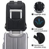 BANGE Waterproof Smart Laptop Backpack – 180° Open Business Travel Backpack with USB Charging Port for 15.6” Laptops (Black)