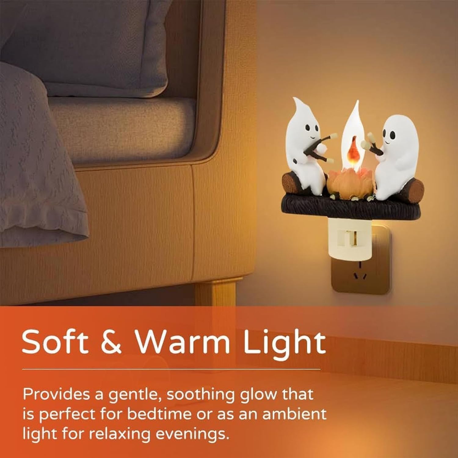 LEDeng Ghost Campfire Flickering Wall Light, Flicker Flame Halloween Wall Decoration, LED Faux Campfire Light, Halloween Indoor Decoration, Holiday Gifts