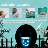 Teal Pumpkin Halloween Trick-or-Treat Bucket with Blue LED Lights – Reusable Felt Candy Bag for Allergy-Friendly Treats