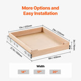 Solid Birch Wood Pull-Out Cabinet Drawer with Soft-Close Slides – Heavy-Duty Slide-Out Shelf for Kitchen, Pantry & Bathroom (17” W x 21” D)